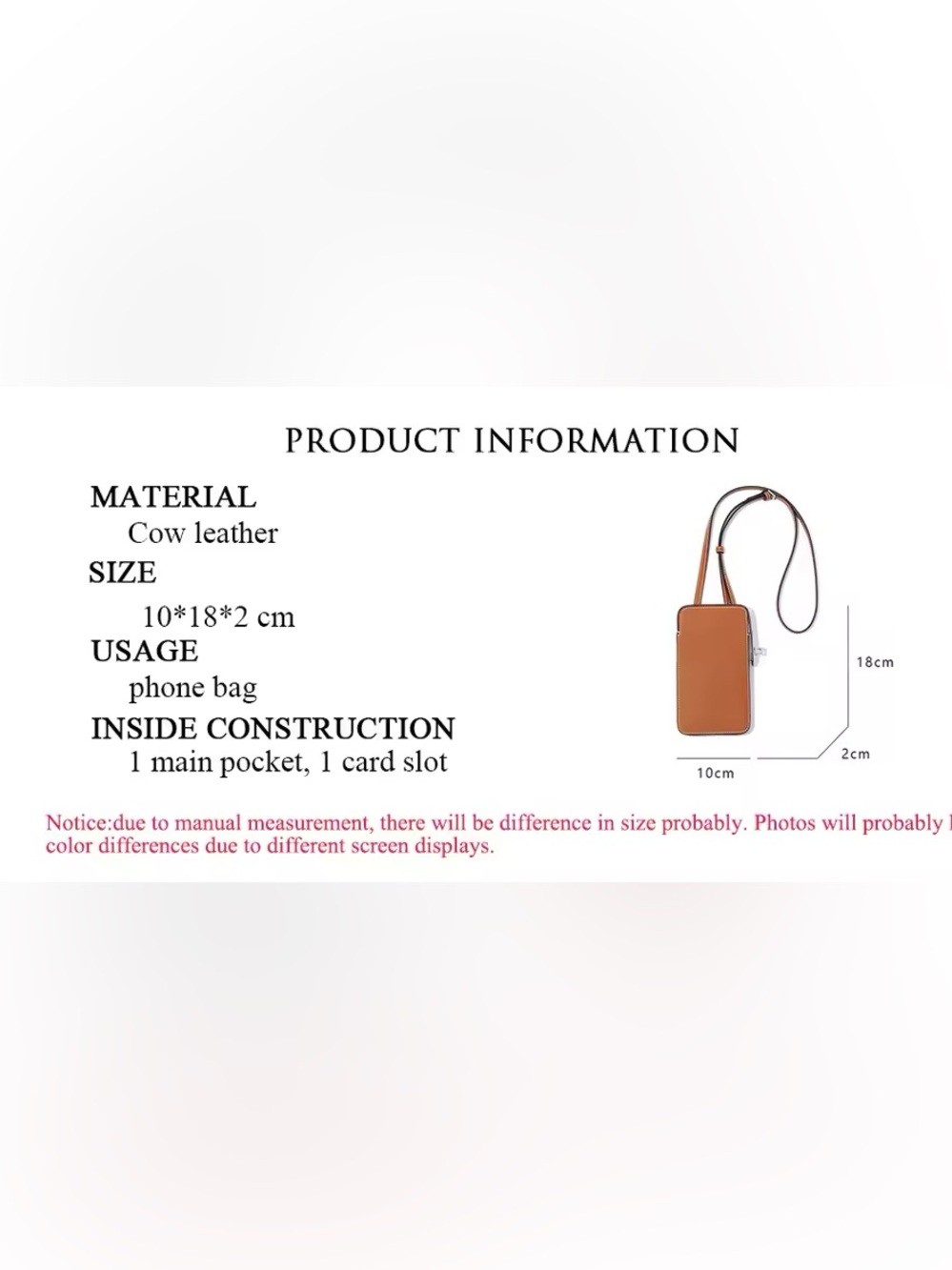 NWT BRAND NEW Leather Crossbody Phone Bag in Tan - Picture 11 of 11